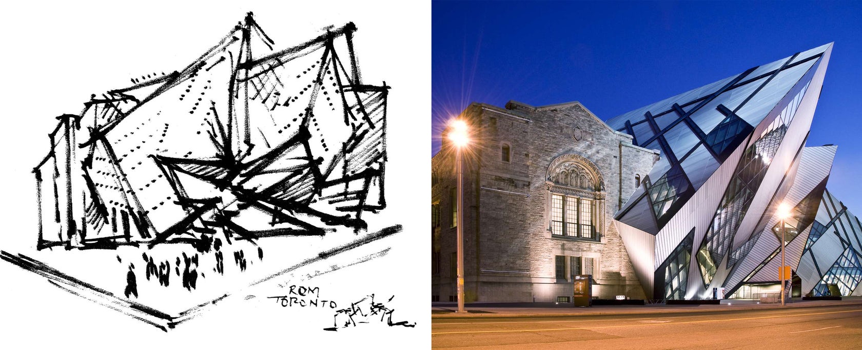 Phác thảo của Libeskind cho Bảo tàng Hoàng gia Ontario, Toronto, Canada