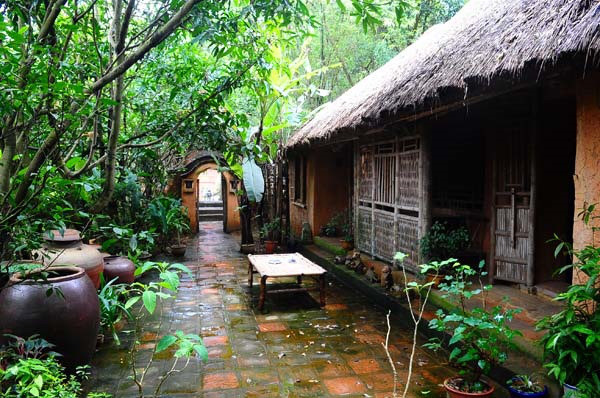 A rustic house surrounded by gardens and ponds immediately conveys a sense of the strong connection between Vietnamese people and their environment.