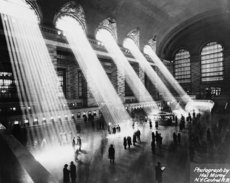 Beams of light flood the Grand Concourse in the 1930s. Photo: Hal Morey / Getty Images