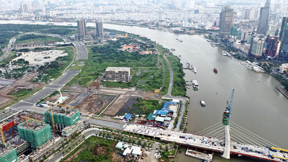 Vị trí xây dựng Nhà hát Giao hưởng, nhạc và vũ kịch trong khu đô thị mới Thủ Thiêm (ngay chân cầu Thủ Thiêm 2) - Ảnh: TỰ TRUNG