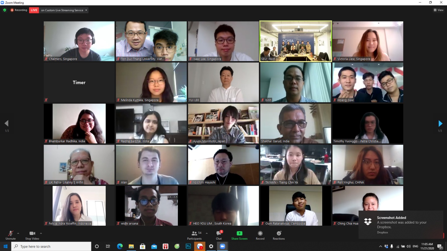 ACARA2020 được tổ chức hình thức thi trực tuyến trên nền tảng công nghệ Zoom (Nguồn: tác giả, 2020)