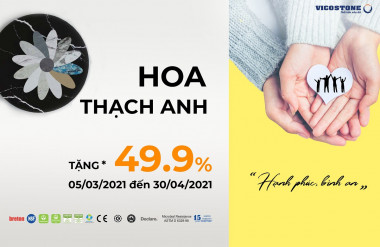 Chương trình “Hoa Thạch Anh” ưu đãi mua 1 tặng 1 lên tới 49,9% cho toàn bộ sản phẩm đá thạch anh Vicostone*