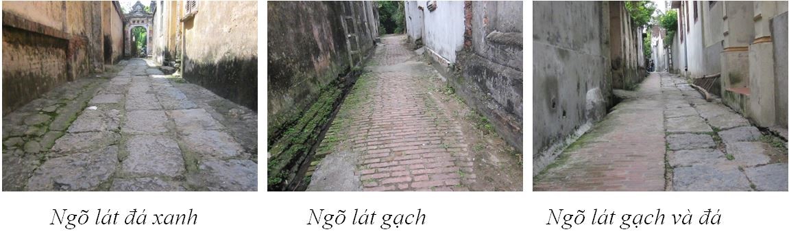 Sự đa dạng trong vật liệu lát ngõ làng Cựu
