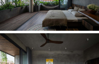 Gia chủ muốn ngôi nhà như resort giữa phố chợ nên mọi phòng ngủ đều nhìn ra mảng xanh.