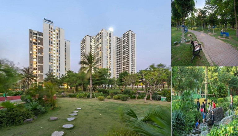 Khu nhà ở có giá bán vừa túi tiền (chỉ khoảng 17 triệu đồng ) Hồng Hà Eco City (Tứ Hiệp, Hà Nội), với điểm nhấn là khu công viên xanh nêu bật các giá trị sinh thái, bền vững.