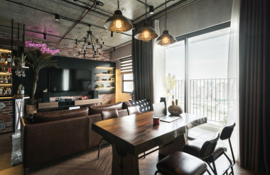 Trần bê tông thô là đặc trưng của phong cách công nghiệp. Ảnh: Luu Quang Minh Photography/ Angelo Design.