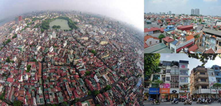Nhà ở thấp tầng hiện hữu với mật độ dày đặc, quy mô diện tích nhỏ, kiến trúc còn thiếu đồng bộ tại khu vực trung tâm TP Hà Nội