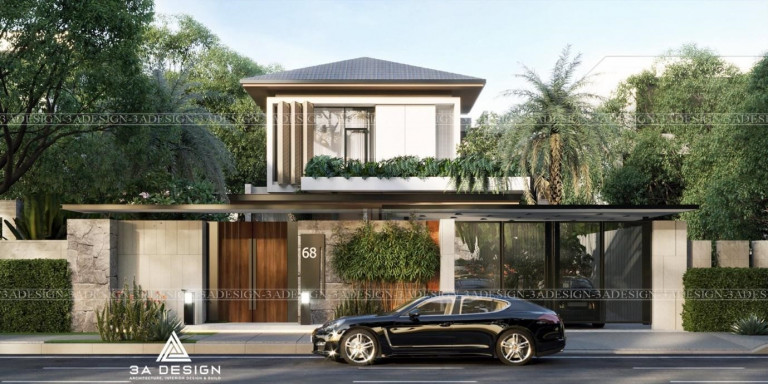 Villa được xây dựng đầy tinh tế với những mảng xanh đan xen nhau như một resort thu nhỏ mang đậm chất tropical