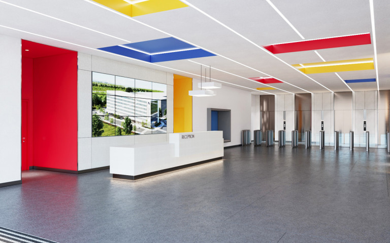 Thiết kế sảnh chính tại OfficeHaus