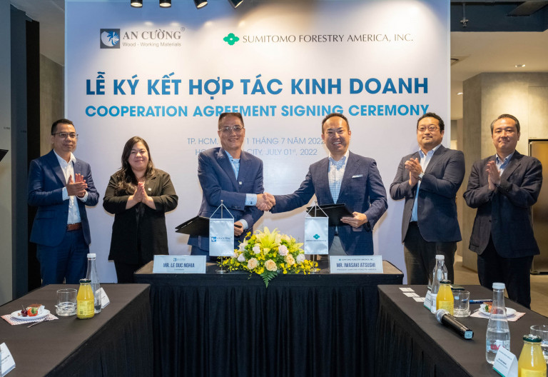 Lễ ký kết hợp tác kinh doanh giữa An Cường và Sumitomo Forestry America thành công tốt đẹp