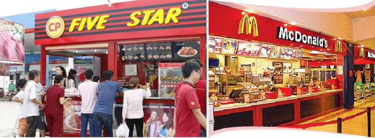 Màu đỏ thường được sử dụng trong các cửa hàng thức ăn nhanh 