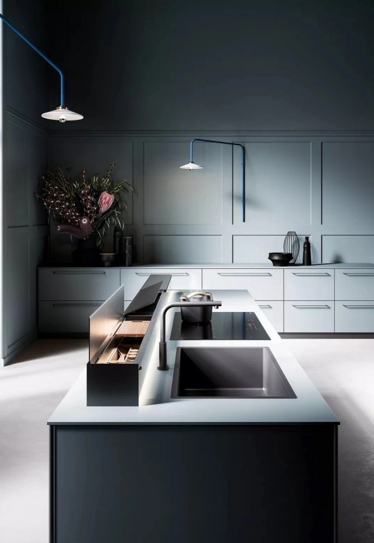 Hộp tiện lời giúp bạn che đi không gian bếp hiệu quả. Ảnh: Falmec.