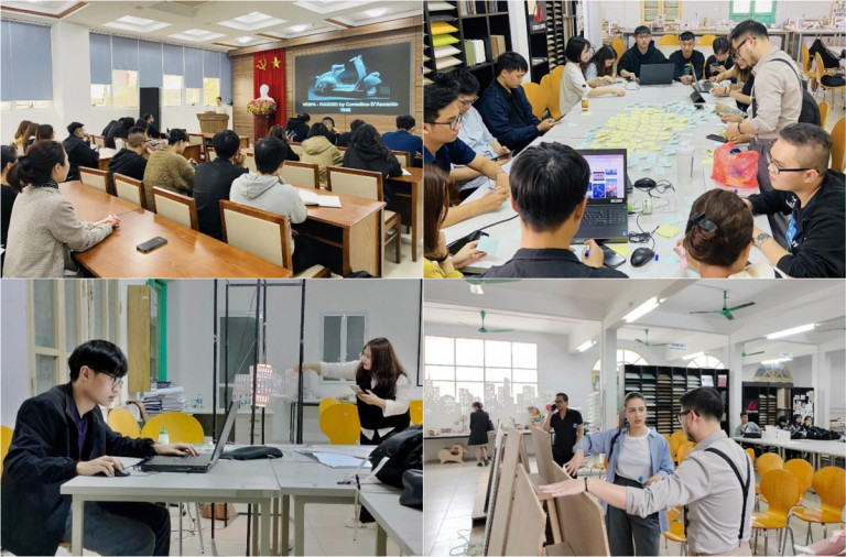 Các hoạt động trong Workshop của nhóm sinh viên liên ngành Kiến trúc Nội thất – Kỹ thuật môi trường – Cơ khí trường Đại học Xây dựng Hà Nội
