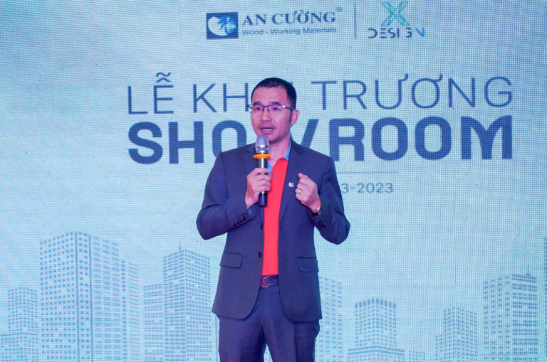 Ông Nguyễn Trung Kiên, Giám đốc điều hành miền Bắc An Cường Group phát biểu tại buổi lễ.