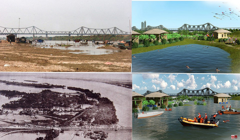 Hội KTS Hà Nội đề xuất mô hình "Công viên Hài Hòa - Harmony Park" tại bãi giữa và đôi bờ sông Hồng: Hài hòa với 2 mùa lũ cạn. Khi mùa cạn là nơi hoạt động nghỉ dưỡng tự do, văn hóa thể thao, rèn luyện sức khỏe cộng đồng. Khi mùa lũ là thao trường tập luyện cho các lực lượng cứu hộ cứu nạn.