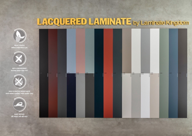 Bộ sưu tập tấm Lacquered Laminate của An Cường với 31 trend màu thời thượng
