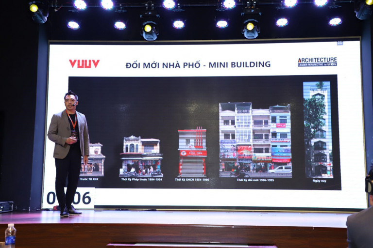 KTS Vũ Hoàng Hà - Đại diện VUUV trình bày nghiên cứu “Đổi mới nhà phố - Mini Building”