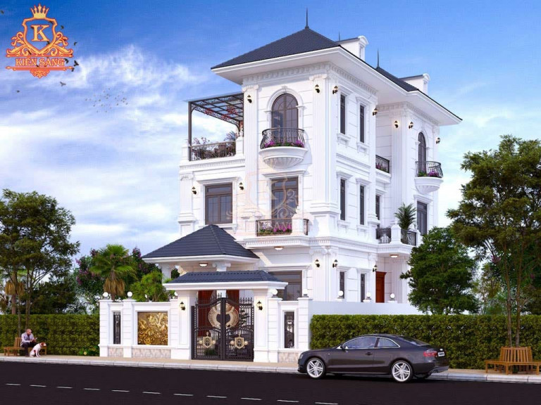 Mẫu thiết kế biệt thự 3 tầng tân cổ điển được thực hiện bởi Kiến Sang