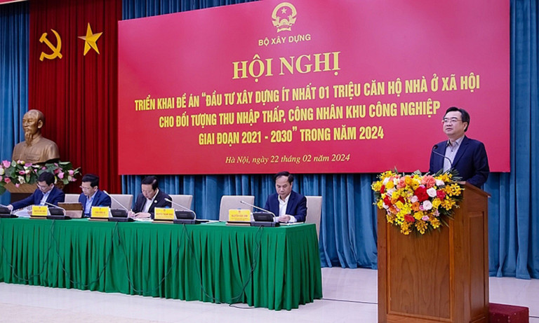 Bộ trưởng Bộ Xây dựng Nguyễn Thanh Nghị phát biểu tại Hội nghị.