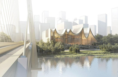 Phối cảnh phương án thiết kế nhà hát Thủ Thiêm đạt giải nhì. Ảnh: Liên danh tư vấn