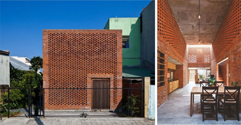 Hình 9. Termitary house (Nhà tổ mối), Đà Nẵng, 2014, Tropical Space. Giải pháp hình khối đơn giản, tổ chức không gian thông tầng đa dạng, vỏ bao che hai lớn thông gió tự nhiên và chiếu sáng tự nhiên tốt. (Nguồn ảnh: Hiroyuki Oki).
