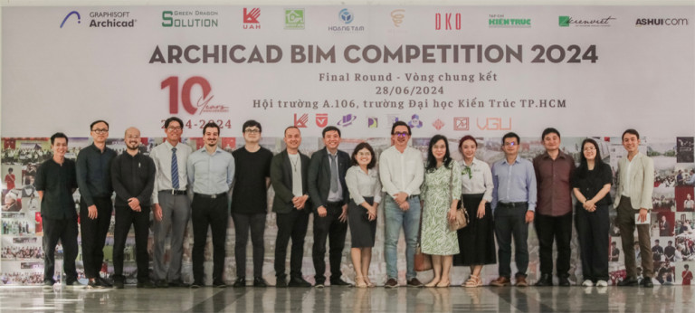 Ban giám khảo, nhà tài trợ cùng ban tổ chức Cuộc thi Archicad BIM 2024 (Nguồn: Ban tổ chức)