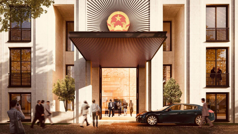 Lối vào chính của công trình được hình thành