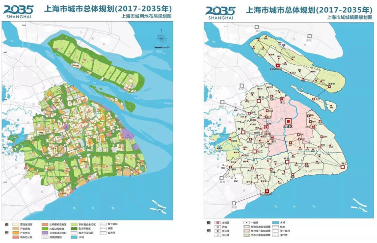 Hình 3: Quy hoạch chung đô thị Thượng Hải giai đoạn 2017-2035 (Quy hoạch mặt bằng và vành đai đô thị (3)