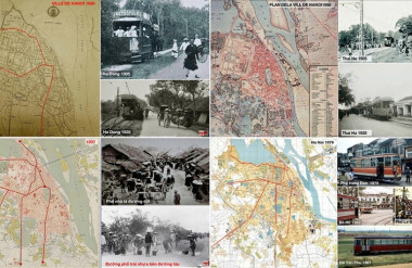 Bản đồ tuyến tàu điện và đường phố Hà Nội từ 1890 đến 1979