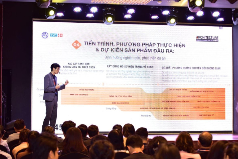 KTS Lê Ngọc Hưng - Đại diện PVCHB trình bày đề tài “Tái sinh đô thị bền vững: Phát triển thích ứng di sản công nghiệp”