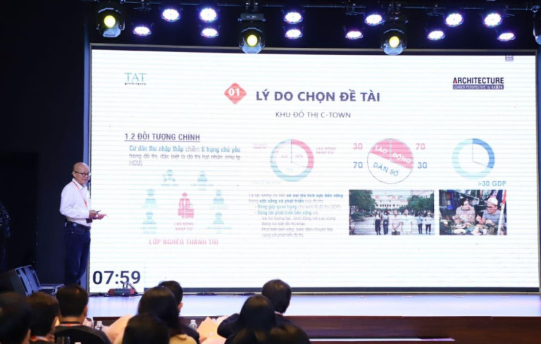 KTS Nguyễn Văn Tất - Đại diện TAT Architects studio trình bày nghiên cứu “Khu đô thị C-Town”