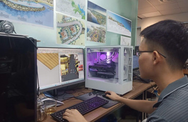 Sinh viên thực hành thiết kế tại văn phòng UAI Design