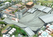 Phối cảnh TOD khu vực Depot Miyapur (hình trên) và ảnh chụp thực tế năm 2024 (hình dưới)