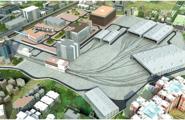 Phối cảnh TOD khu vực Depot Miyapur (hình trên) và ảnh chụp thực tế năm 2024 (hình dưới)