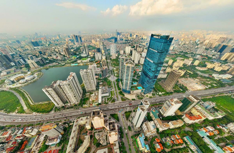 Hình ảnh TP. Hà Nội hiện đại qua góc máy từ trên cao. Ảnh: Báo Tiền Phong