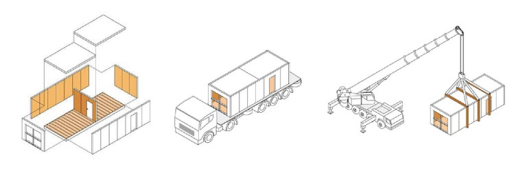 Quy trình từ module hoàn thiện tại nhà máy, vận chuyển dễ dàng, đến lắp đặt nhanh chóng tại công trường