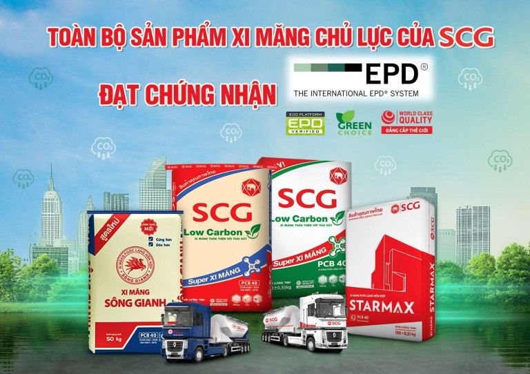 100% danh mục sản phẩm xi măng chủ lực của SCG đạt chứng nhận EPD quốc tế, đáp ứng yêu cầu kỹ thuật lẫn tiêu chuẩn xanh cho nhiều loại hình công trình.