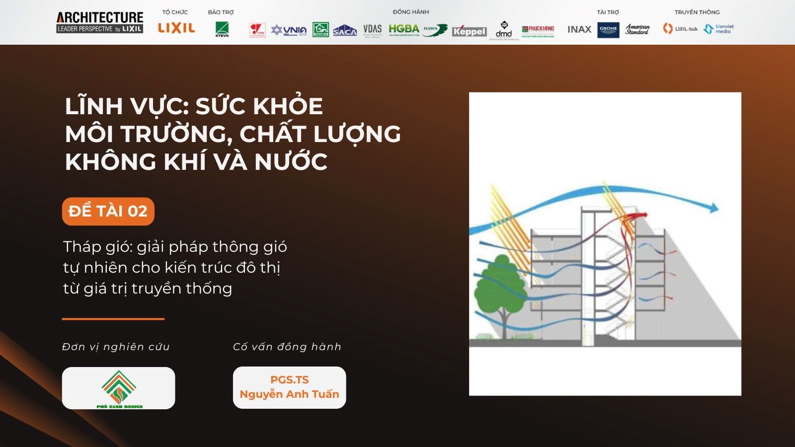 Đề tài đề xuất kết hợp tháp gió với giếng trời để tăng cường đối lưu theo cả phương đứng và ngang