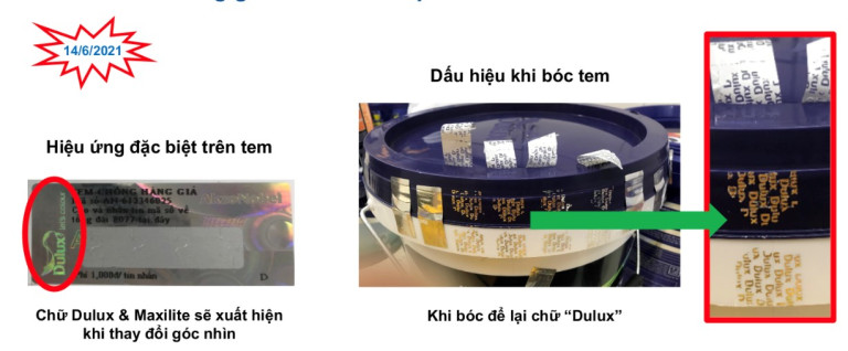 Tem chống giả trên sản phẩm Dulux và Maxilite