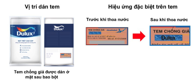 Hiệu ứng trên tem chống giả ở sản phẩm bột trét
