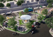 Phối cảnh tổng thể bãi đỗ xe ngầm tại khu vực vườn hoa Phùng Hưng - Bát Đàn.