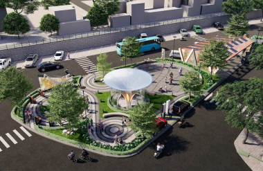Phối cảnh tổng thể bãi đỗ xe ngầm tại khu vực vườn hoa Phùng Hưng - Bát Đàn.