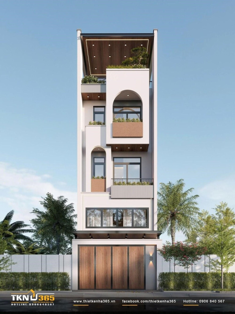 Mặt tiền uốn cong mềm mại tạo điểm nhấn kiến trúc tinh tế