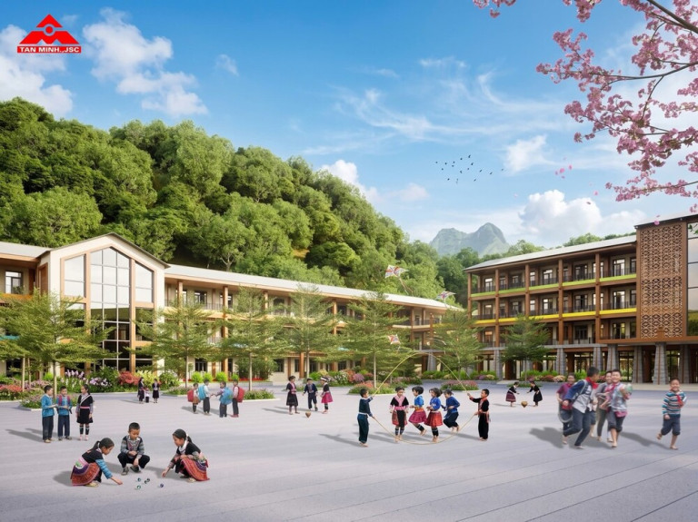 Ảnh phối cảnh Trường Phổ thông Nội trú Liên cấp Tiểu học & THCS Thanh Thủy