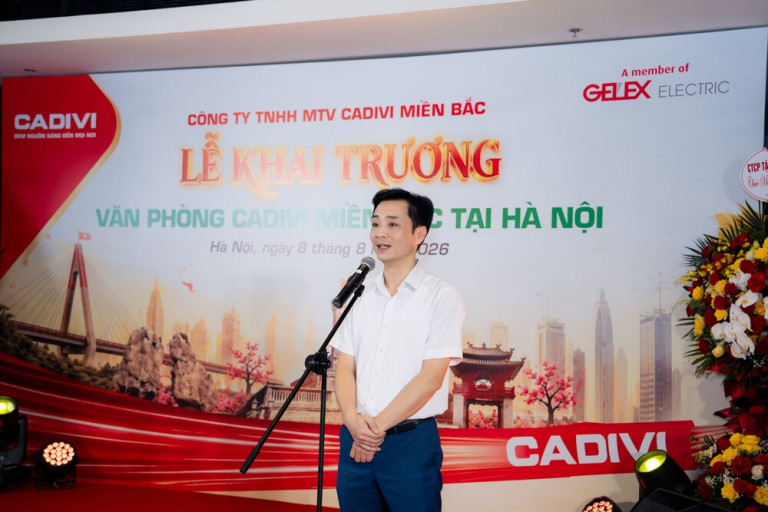 Ông Phạm Hồng Hải – TGĐ Công ty TNHH MTV CADIVI Miền Bắc phát biểu tại buổi lễ: “VP đại diện là dấu mốc quan trọng, thực hiện hoá chiến dịch Bắc Tiến mà CADIVI đang đẩy mạnh”