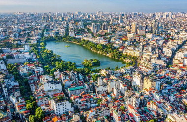 Hình 1. Hồ Hoàn Kiếm trong cấu trúc đô thị trung tâm lịch sử Hà Nội. Nguồn: Tác giả