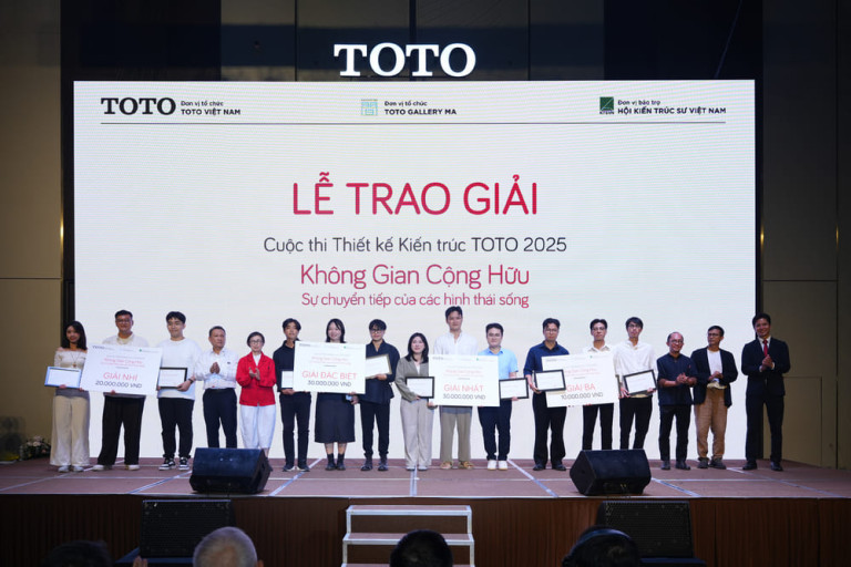 Chủ nhân các giải thưởng cuộc thi thiết kế năm 2025 được trao giải tại Buổi diễn thuyết kiến trúc TOTO Architect Talk 2025.
