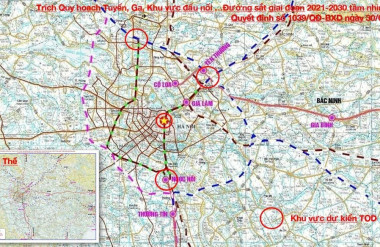 Bản đồ Quy hoạch Đường sắt do Bộ Xây Dựng công bố và dự kiến 4 điểm TOD