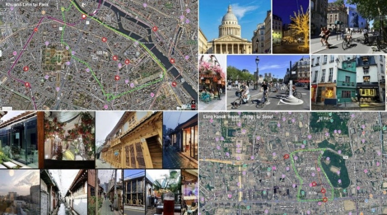 Khu phố Latin rộng 1,7 km2 với 5 ga Metro giữ nguyên kiến trúc cảnh quan lịch sử đã tạo nên bản sắc của Thủ đô Paris (Pháp), hàng năm thu hút hàng chục triệu du khác quốc tế. Khu phố Hanok Village ở Ikseon dong rộng 1,4km2 có 3 ga Metro với các khu nhà truyền thống (Hanok), nằm giữa Gyeongbokgung và Changdeokgung tại trung tâm Seoul đã tạo nên bản sắc văn hoá lịch sử nổi tiếng và không gian phát triển công nghiệp văn hoá mạnh mẽ của Hàn Quốc.