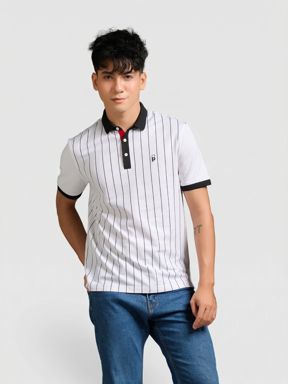 Áo Polo Pili Thiết Kế Kẻ Sọc Thân Áo